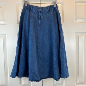 Vintage Koret City Blues Jean Midi Skirt